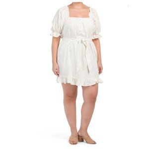 Eloquii Plus Polka Dot Smocked Ruffle Mini Dress, women's various sizes NWT